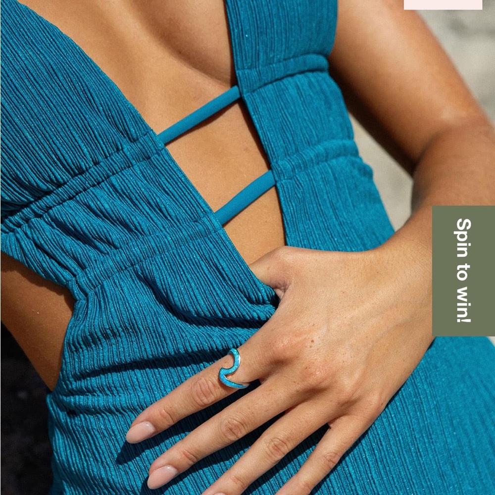 Berlook NWT Teal Textured Sexy One-Piece Swim - Cutout Back - Picture 12 of 13